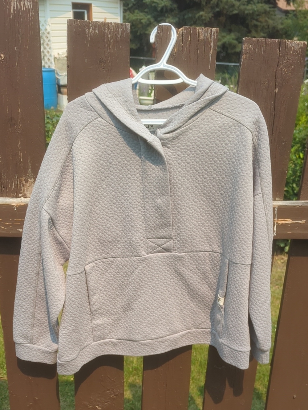 Casual Hooded Textured Pullover Sweater - Light Gray